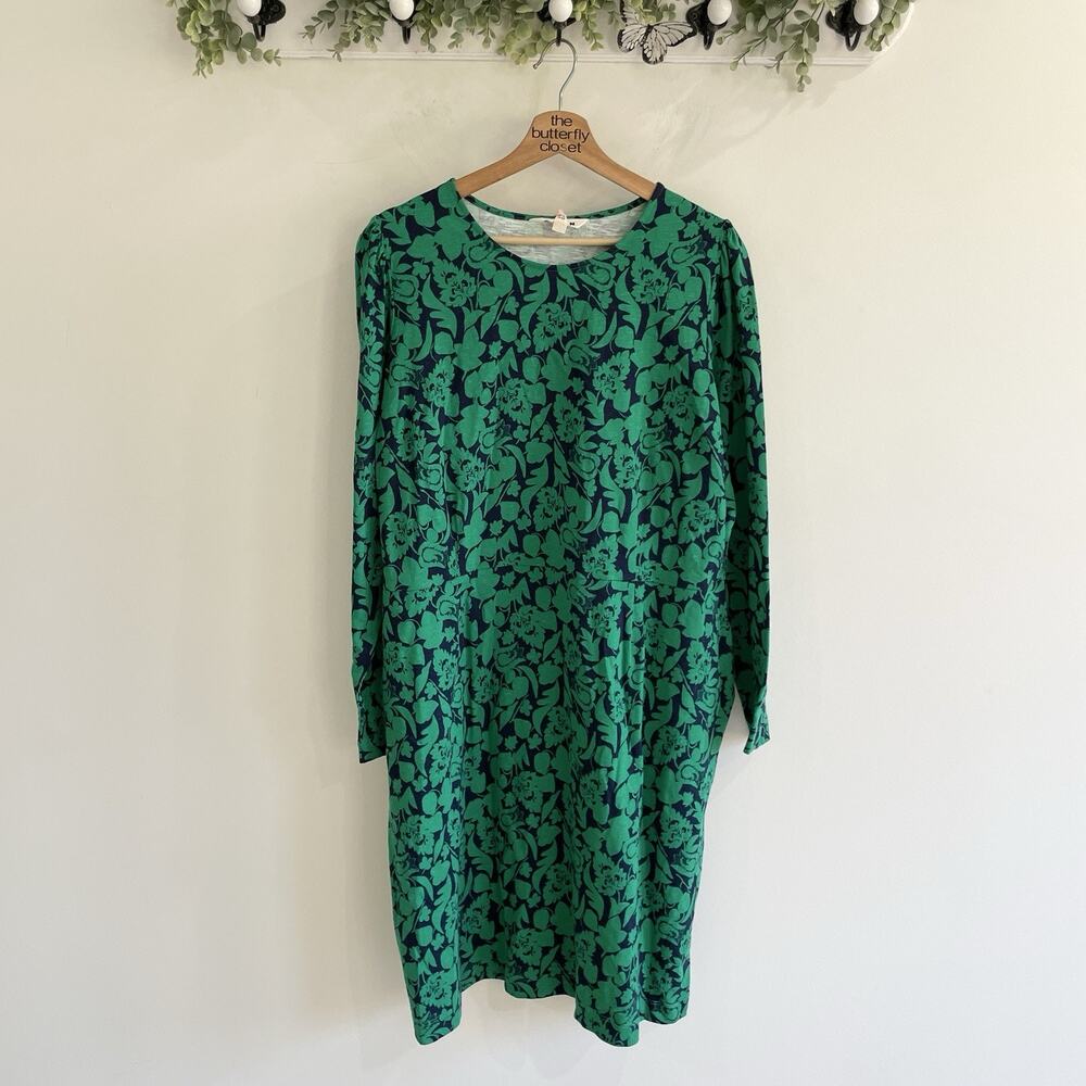 Boden Green And Navy Penelope Jersey Long Sleeve Midi Dress Size 20 new